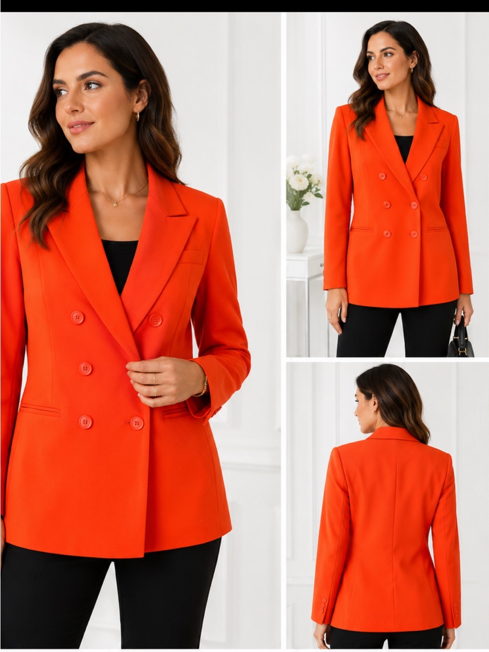 Express Double-Breasted Orange-Red Blazer Jacket size M classic,